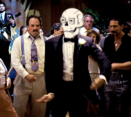 a man with a skull mask on his face