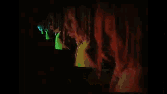 a blurry picture of a woman 's face is being projected on a wall .