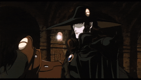 a man in a mask is walking through a dark room