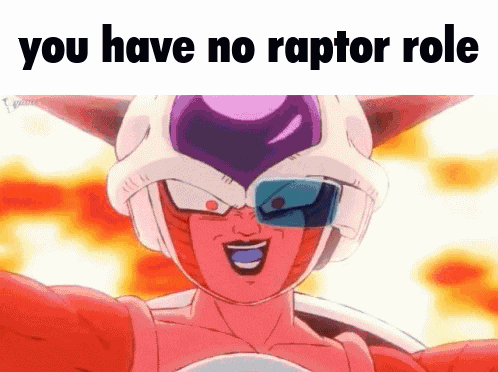 a cartoon character is wearing a helmet and sunglasses and says you have no raptor role