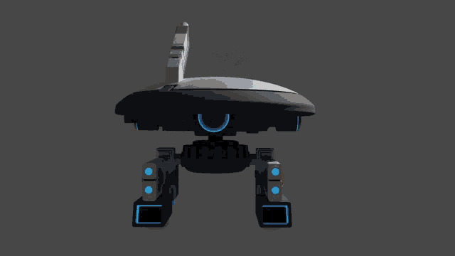 a 3d model of a futuristic vehicle with blue lights on the bottom
