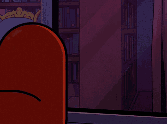 a cartoon character with a sad face and a yellow eye