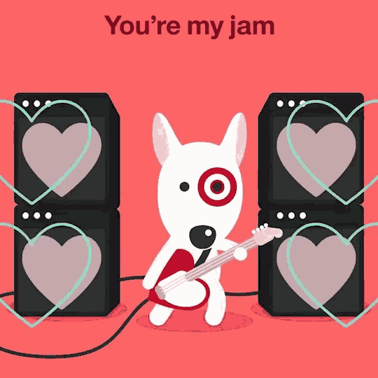 an illustration of a dog playing a guitar with the words " you 're my jam " above him
