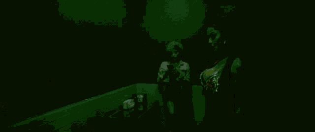 a movie poster for yandel feid shows two women dancing in a dark room