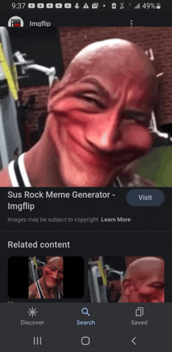a screenshot of the sus rock meme generator on a cell phone