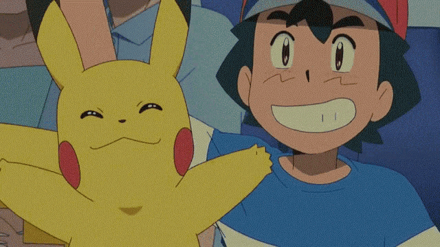 a cartoon of a boy holding a pikachu