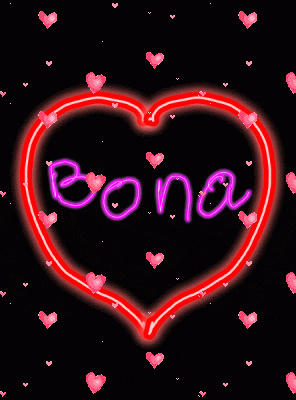 a neon heart with the word bona written inside