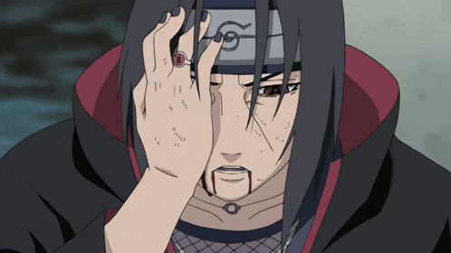 a cartoon character has a ring on his finger that says ' itachi '