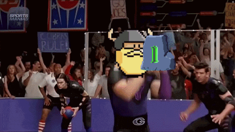 a sports maniac advertisement shows a cartoon character holding a sign that says go jobs