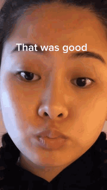 a close up of a woman 's face with the words that was good above her face