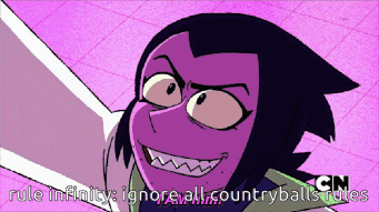 a cartoon character from cn says rule infinity ignore all country balls rules