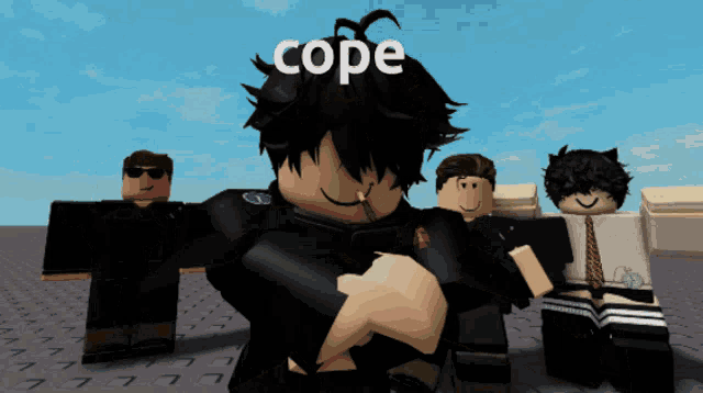 a cartoon character with the word cope on it