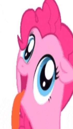 pinkie pie from my little pony is looking up at something .