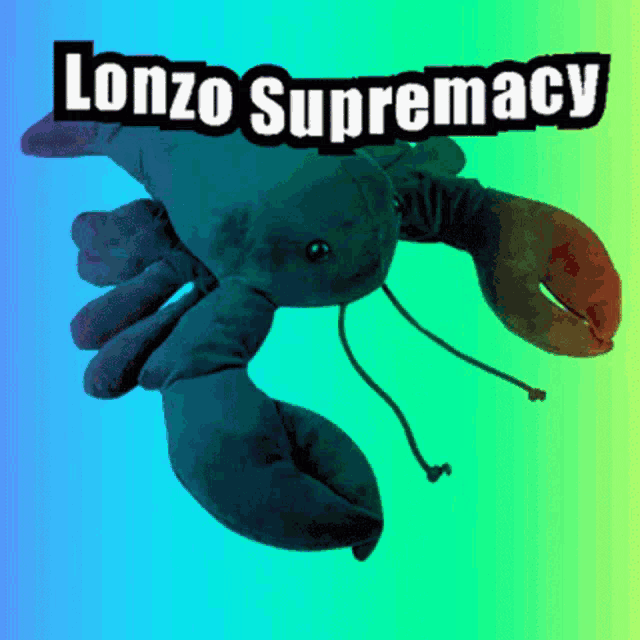 a stuffed lobster with the words lonzo supremacy written on it