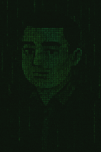 a person 's face is made up of binary code including the numbers 1 and 0