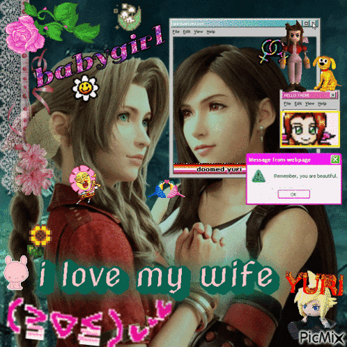 a picture of two women with the words i love my wife