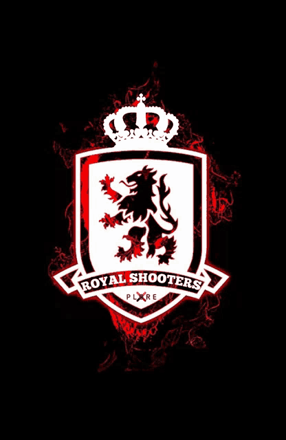 a logo for royal shooters with a lion and crown
