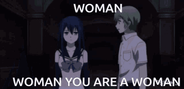 a picture of a man with the words woman you are a woman below him