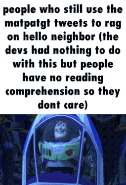 buzz lightyear from toy story sits in a blue spaceship