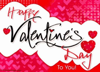 a valentine 's day greeting card with red hearts and the words happy valentine 's day to you
