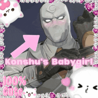 a picture of konshu 's babygirl with a pink arrow pointing to it