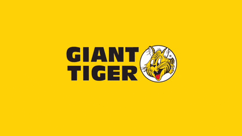 giant tiger giant value giant savings is written on a yellow background