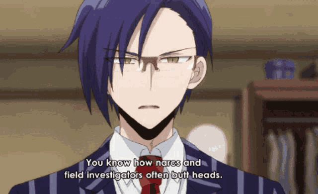 a man with glasses and a suit says " you know how nares and field investigators often butt heads "