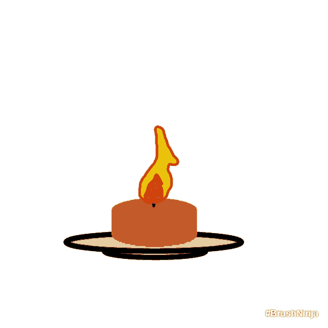 a drawing of a candle on a plate with #brushninja written below it