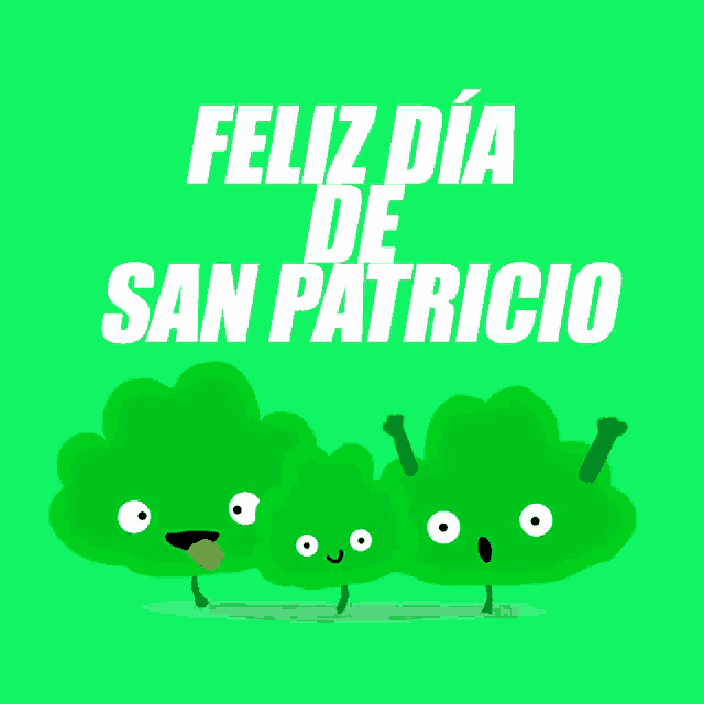a green background with feliz dia de san patricio written in white