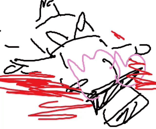 a drawing of a person laying on the ground with blood coming out of their eyes .