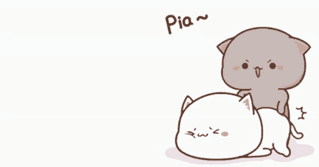 a cartoon drawing of two cats with the word pia written above them