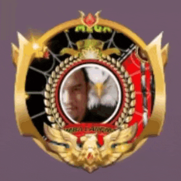 a badge with a picture of a man in a circle with an eagle on it