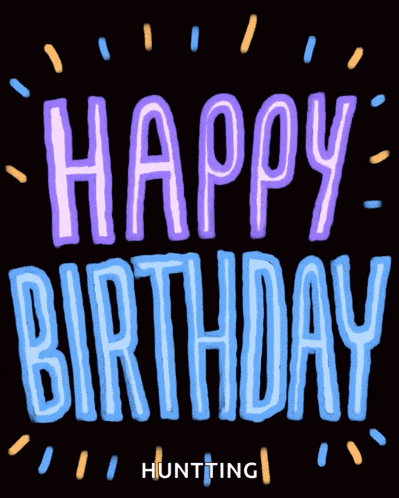 a black background with the words happy birthday written in different colors