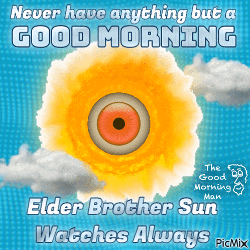 an elder brother sun watches always is written on a blue background