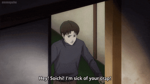 a cartoon character says hey soichi i m sick of your crap