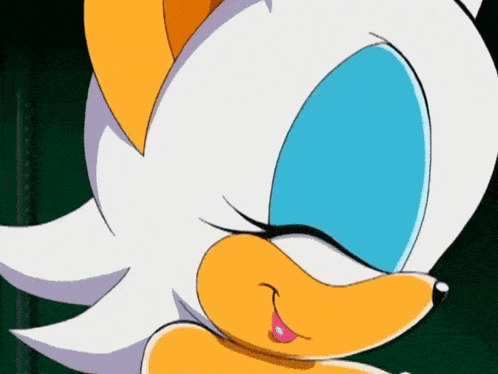 a close up of rouge the hedgehog 's face with her eyes closed