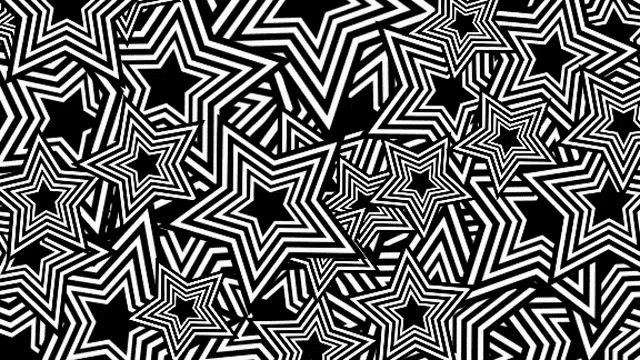 an optical illusion of black and white stars on a black background .