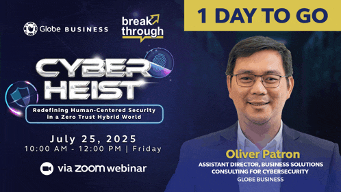 a poster for a cyber heist event on july 25