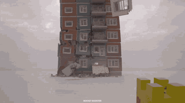 a computer generated image of a building with the words rocket booster at the bottom