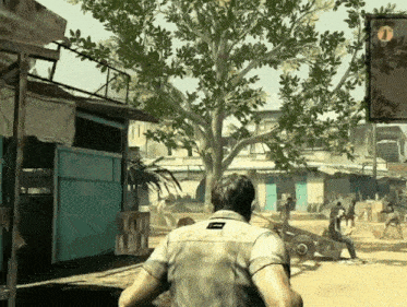 a man playing a video game with a patch on his shirt that says ' a ' on it