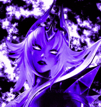 a picture of a girl with purple hair and horns has the name lastnayra on the bottom