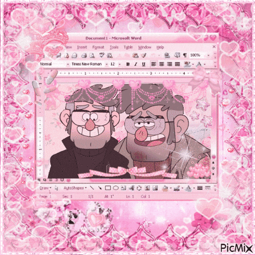 a screenshot of a microsoft word document with two cartoon characters