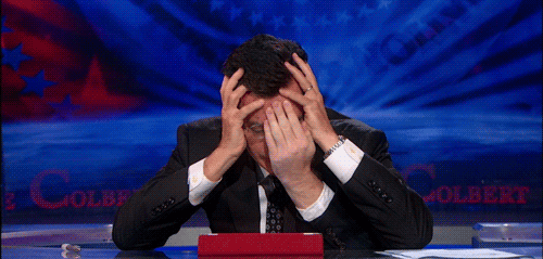 10) You’re Never Too Old To Be Embarrassed GIF - Embarrassed Stephen Colbert Covering GIFs