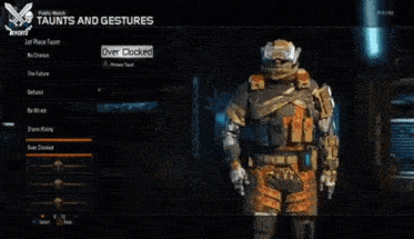 a screenshot of a video game with taunts and gestures displayed