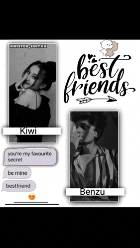 a picture of a girl and a boy with the words " best friends " above them
