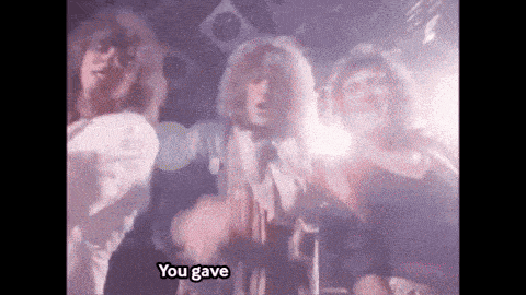 a group of people dancing in a dark room with the words " you gave " written on the bottom
