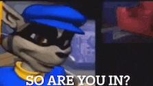 a cartoon raccoon is wearing a blue hat and a mask and says `` so are you in '' .