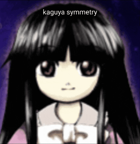 a picture of a girl with a caption that says kaguya symmetry on it