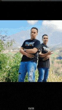two men standing next to each other with one wearing a shirt that says " pedrot "