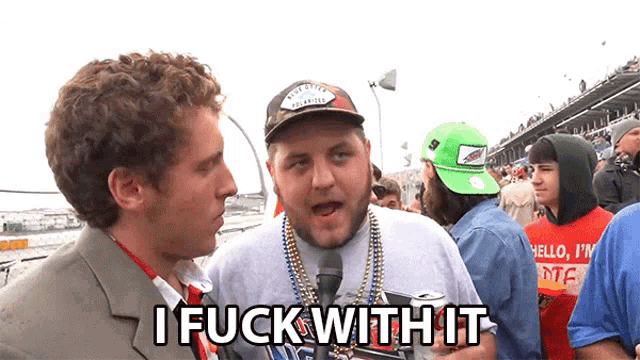 a man says i fuck with it in front of a crowd